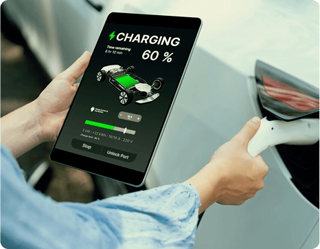 Een afbeelding energiebeheer dashboard op een ipad.